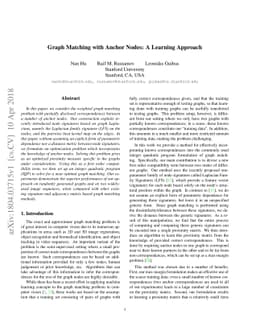 Graph Matching with Anchor Nodes: A Learning Approach