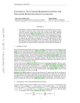 Universal Successor Representations for Transfer Reinforcement Learning