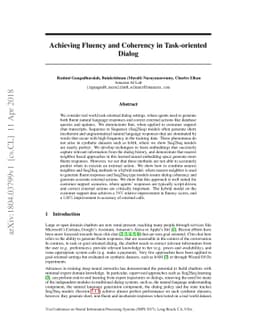 Achieving Fluency and Coherency in Task-oriented Dialog