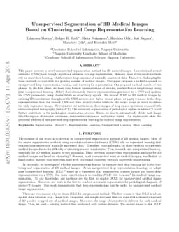 Unsupervised Segmentation of 3D Medical Images Based on Clustering and
  Deep Representation Learning