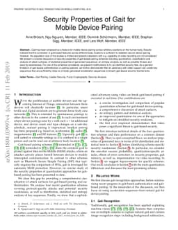 Security Properties of Gait for Mobile Device Pairing