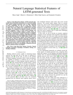 Natural Language Statistical Features of LSTM-generated Texts