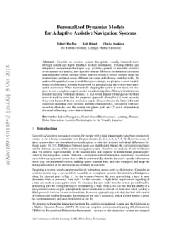 Personalized Dynamics Models for Adaptive Assistive Navigation Systems