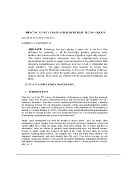 Merging supply chain and blockchain technologies
