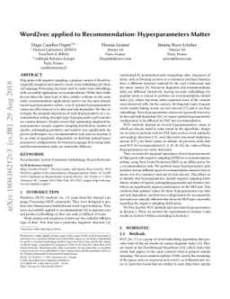 Word2Vec applied to Recommendation: Hyperparameters Matter