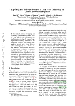 Exploiting Task-Oriented Resources to Learn Word Embeddings for Clinical
  Abbreviation Expansion