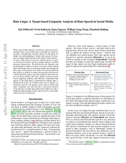 Hate Lingo: A Target-based Linguistic Analysis of Hate Speech in Social
  Media