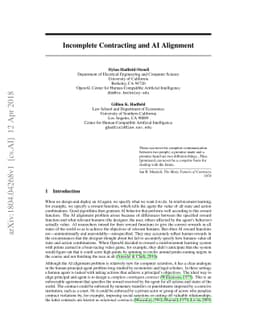 Incomplete Contracting and AI Alignment