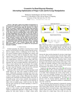 Geometric In-Hand Regrasp Planning: Alternating Optimization of Finger
  Gaits and In-Grasp Manipulation