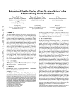 Interact and Decide: Medley of Sub-Attention Networks for Effective
  Group Recommendation