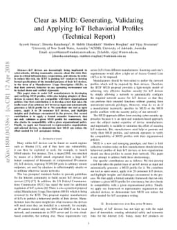 Clear as MUD: Generating, Validating and Applying IoT Behaviorial
  Profiles (Technical Report)