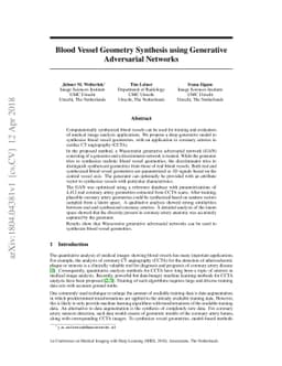 Blood Vessel Geometry Synthesis using Generative Adversarial Networks
