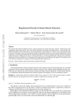 Regularized Greedy Column Subset Selection
