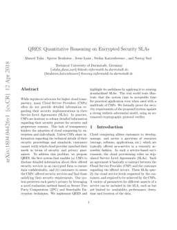 QRES: Quantitative Reasoning on Encrypted Security SLAs