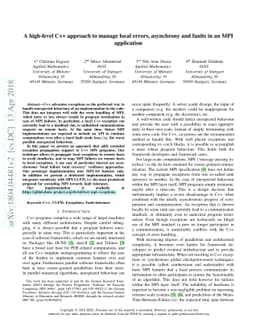 A high-level C++ approach to manage local errors, asynchrony and faults
  in an MPI application