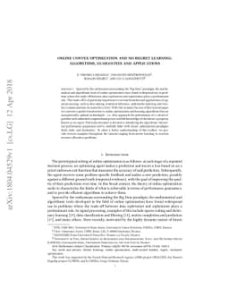 Online convex optimization and no-regret learning: Algorithms,
  guarantees and applications