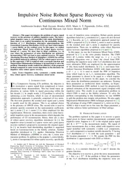 Impulsive Noise Robust Sparse Recovery via Continuous Mixed Norm