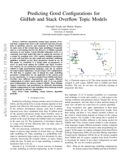 Predicting Good Configurations for GitHub and Stack Overflow Topic
  Models