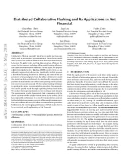 Distributed Collaborative Hashing and Its Applications in Ant Financial