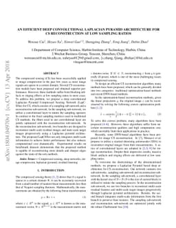 An efficient deep convolutional laplacian pyramid architecture for CS
  reconstruction at low sampling ratios