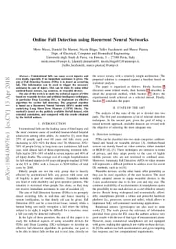 Online Fall Detection using Recurrent Neural Networks