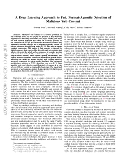 A Deep Learning Approach to Fast, Format-Agnostic Detection of Malicious
  Web Content