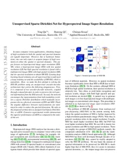 Unsupervised Sparse Dirichlet-Net for Hyperspectral Image
  Super-Resolution