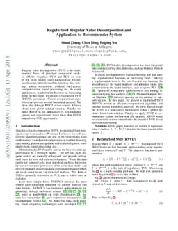 Regularized Singular Value Decomposition and Application to Recommender
  System