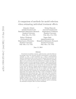 A comparison of methods for model selection when estimating individual
  treatment effects