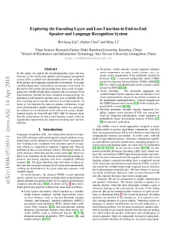 Exploring the Encoding Layer and Loss Function in End-to-End Speaker and
  Language Recognition System