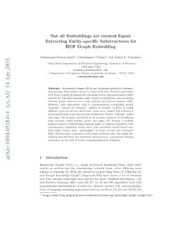 Not all Embeddings are created Equal: Extracting Entity-specific
  Substructures for RDF Graph Embedding