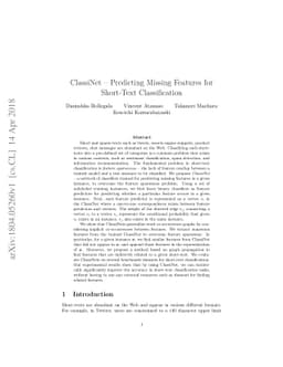 ClassiNet -- Predicting Missing Features for Short-Text Classification