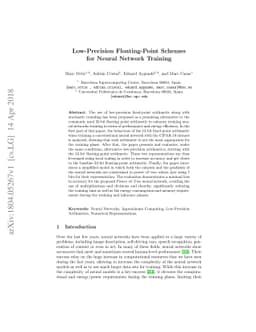 Low-Precision Floating-Point Schemes for Neural Network Training