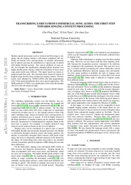 Transcribing Lyrics From Commercial Song Audio: The First Step Towards
  Singing Content Processing