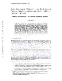 Data-Dependent Coresets for Compressing Neural Networks with
  Applications to Generalization Bounds