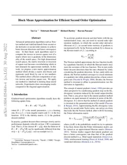 Block Mean Approximation for Efficient Second Order Optimization