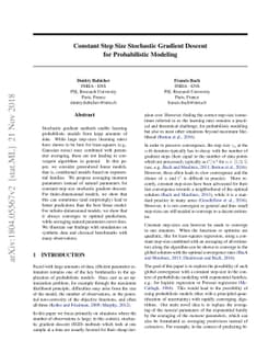 Constant Step Size Stochastic Gradient Descent for Probabilistic
  Modeling