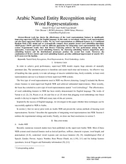 Arabic Named Entity Recognition using Word Representations