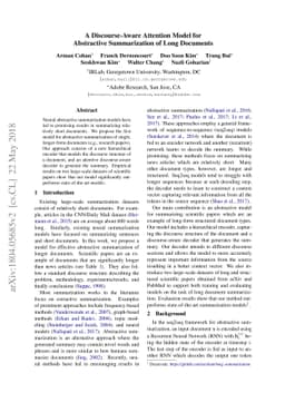 A Discourse-Aware Attention Model for Abstractive Summarization of Long
  Documents