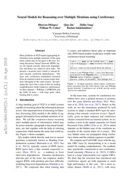 Neural Models for Reasoning over Multiple Mentions using Coreference