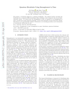Quantum Blockchain using entanglement in time