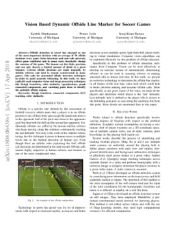 Vision Based Dynamic Offside Line Marker for Soccer Games