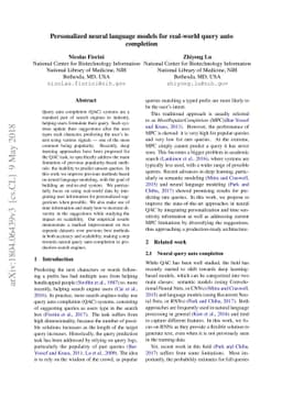 Personalized neural language models for real-world query auto completion
