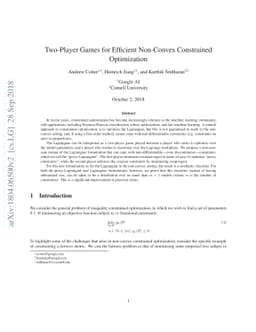 Two-Player Games for Efficient Non-Convex Constrained Optimization