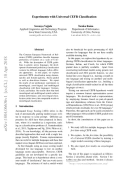 Experiments with Universal CEFR Classification