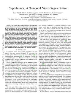 Superframes, A Temporal Video Segmentation