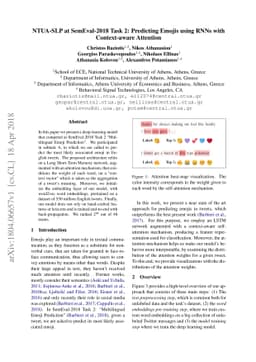 NTUA-SLP at SemEval-2018 Task 2: Predicting Emojis using RNNs with
  Context-aware Attention
