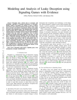 Modeling and Analysis of Leaky Deception using Signaling Games with
  Evidence