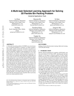 A Multi-task Selected Learning Approach for Solving 3D Flexible Bin
  Packing Problem