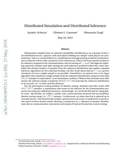 Distributed Simulation and Distributed Inference